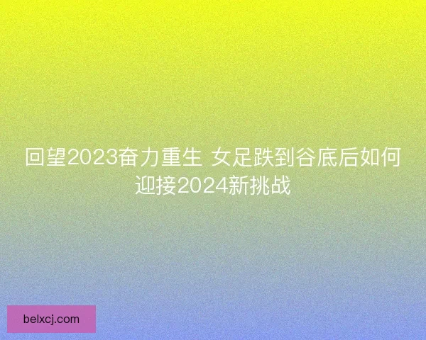 回望2023奋力重生 女足跌到谷底后如何迎接2024新挑战